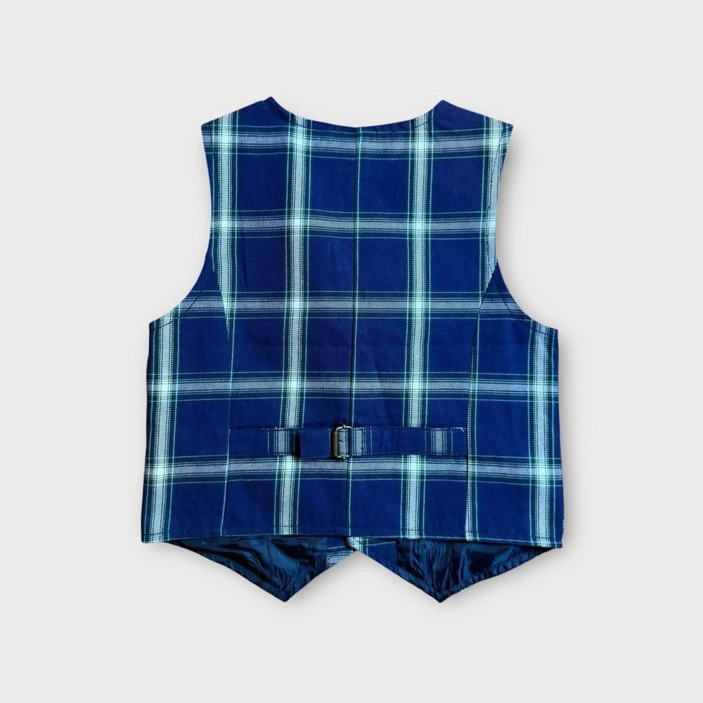 Gymboree 2015 Blue & Green Holiday Plaid Vest